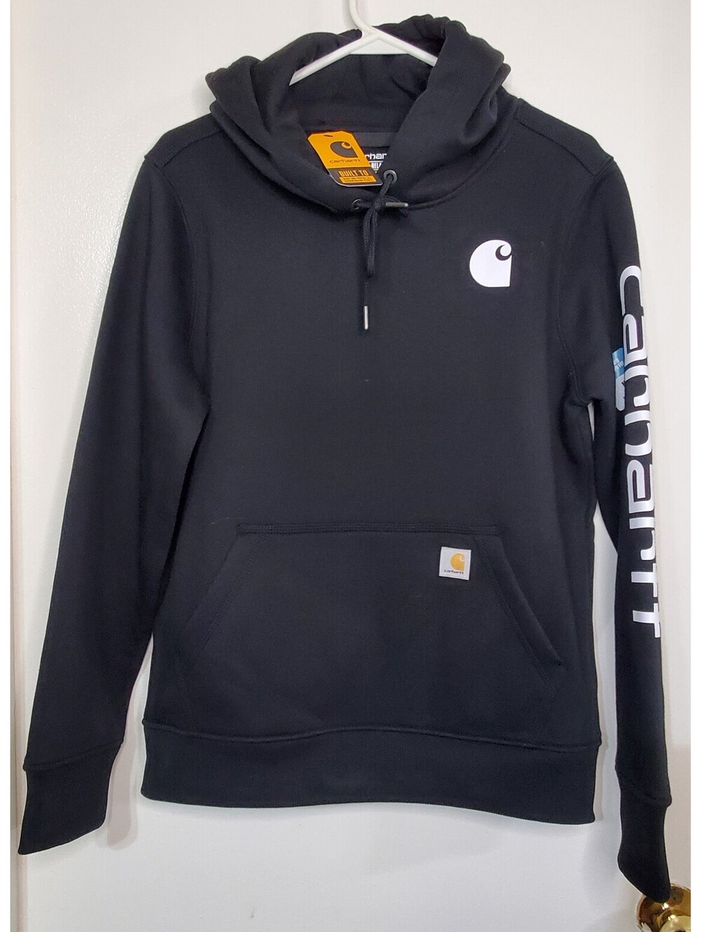 Carhartt Women's M Iconic Clarksburg Logo Sleeve Hoodie Black NWT 102791